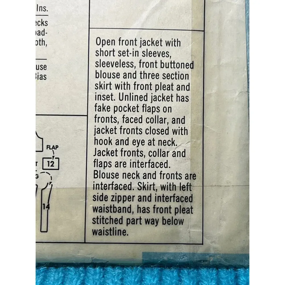 McCalls 8298 Sewing pattern blouse skirt jacket size 10